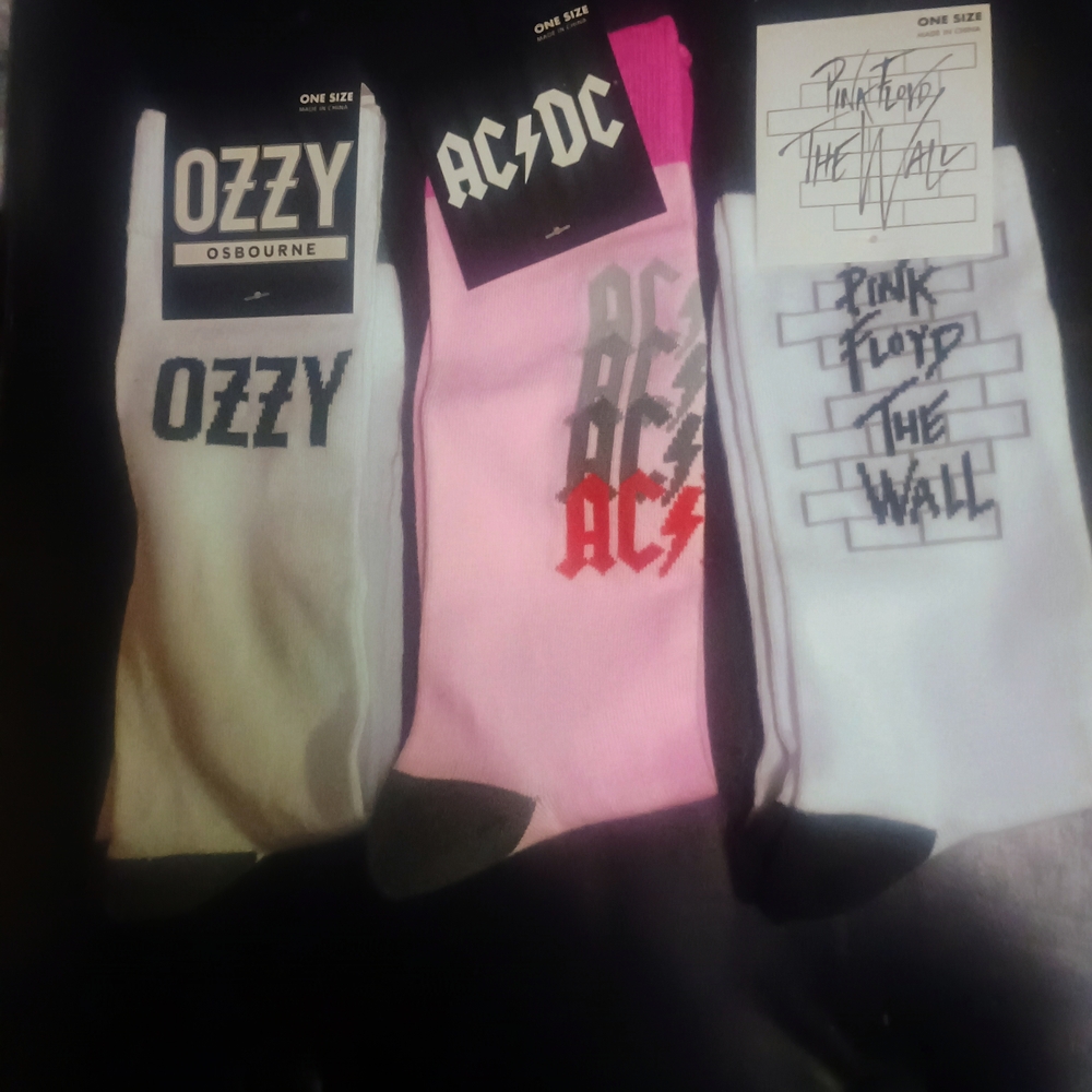 Ozzy Osbourne, AC/DC, Pink Floyd Socks Set - White, Pink